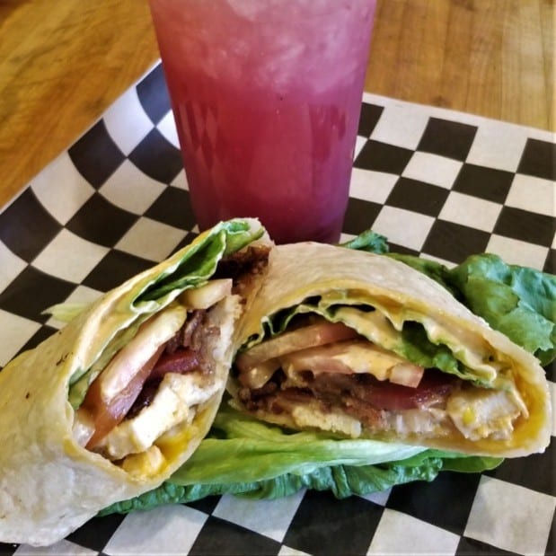 Cheesy Chicken Bacon Wrap.